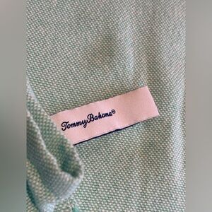 Tommy Bahama Mint Green Indoor Outdoor Table Cloth Runner Cotton Blend Fringe